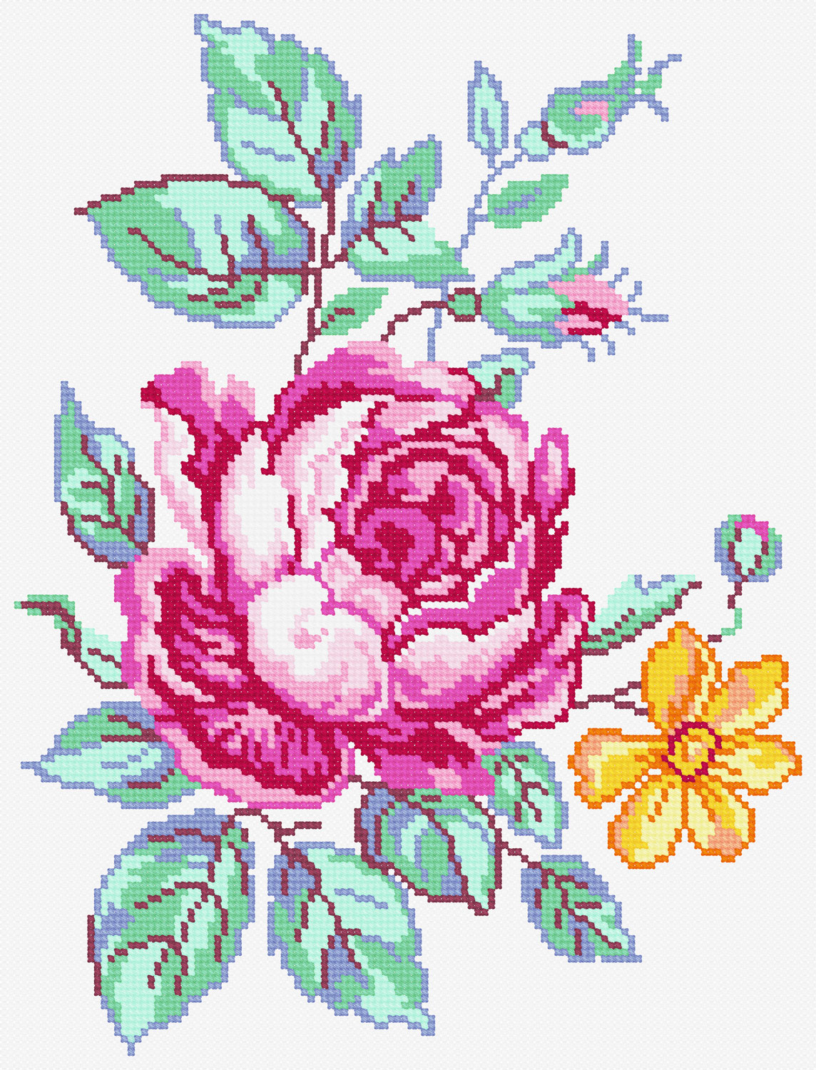 N3006 — Троянда і жовта квітка